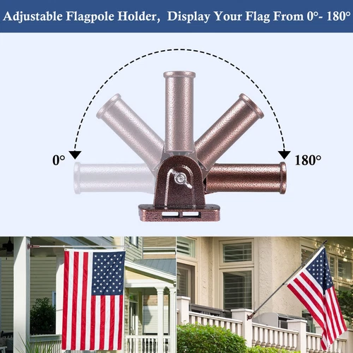 Soporte de poste de bandera ajustable, soporte de poste de bandera para exterior de casa resistente A... - Imagen 3 de 7