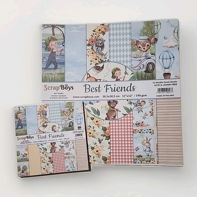 Scrap Boys Art Studio - Best Friends 12x12 & 6x6 Paper Pads Acid & Lignin Free