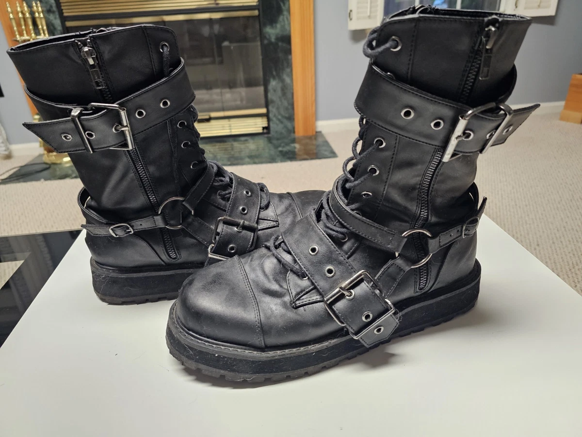 Demonia Riot 30 Eye Lace Up Combat Goth Biker Boots Size 10 New Arrival - Demonia Cult - Valor-240 Combat Boots In Black  main image 2