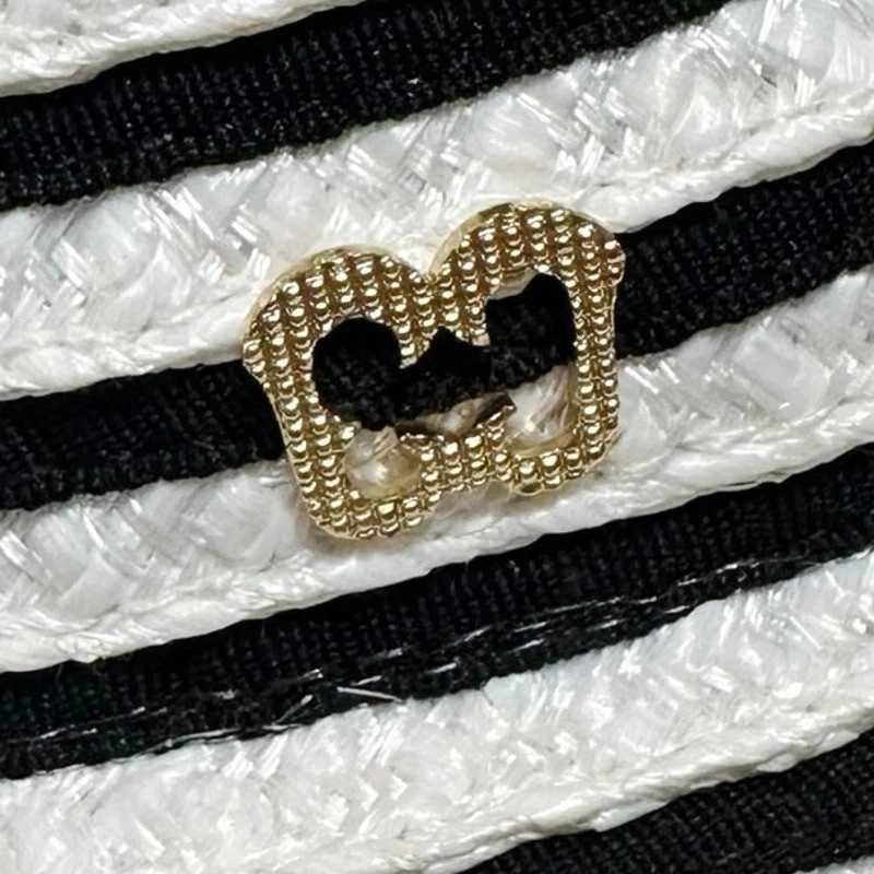 Eric Javits Trenza Dama Paja Cubo Sombrero Negro Blanco Rayas RARO ROSA UPF 50+ Foto 4 de 4