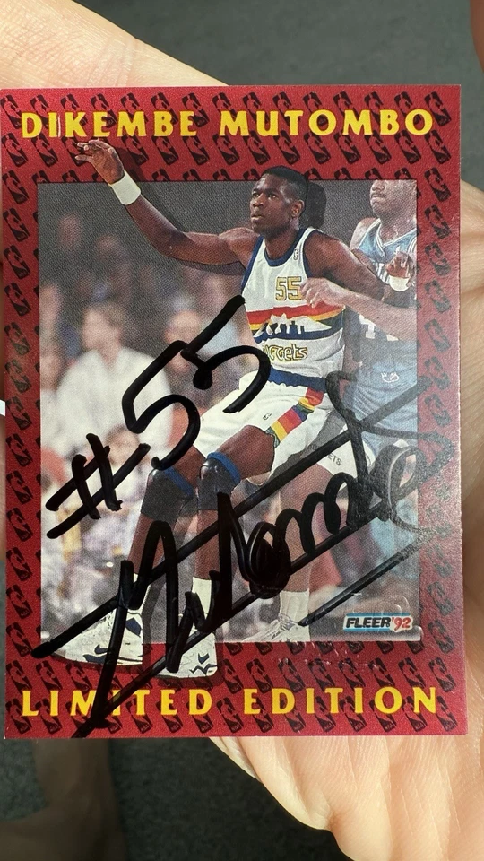 Dikembe Mutombo Denver Nuggets 1992 Fleer Limited Edition #3 Signed Card - Image 3 of 4