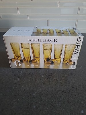 CIRCLEWARE Kickback Western Cowboy Boot Shot Glass 1.5oz Set of 6 Party Glasses 