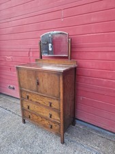 Vintage Antique Tallboy Drawers Cupboard Mirror Washstand Linen Cupboard 1930s