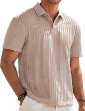 Mens Casual Polo Shirt Summer Short Sleeve Vacation Button Beach