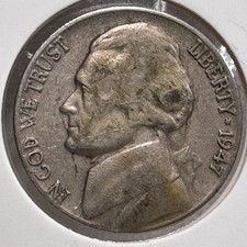 1947 D Jefferson Nickel United States 5 Cents Denver Mint Vintage Coin 0299