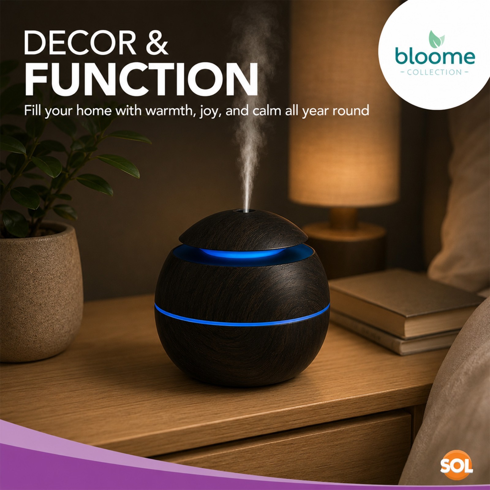 Round Aroma Mist Fresh Linen Essential Oil Diffusers For Home Aromatherapy USB