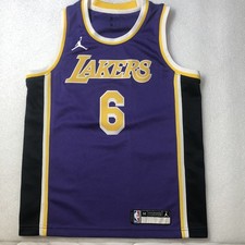 Lebron James 6 LA LAKERS Purple Jordan NBA SWINGMAN Jersey Youth Sz Medium