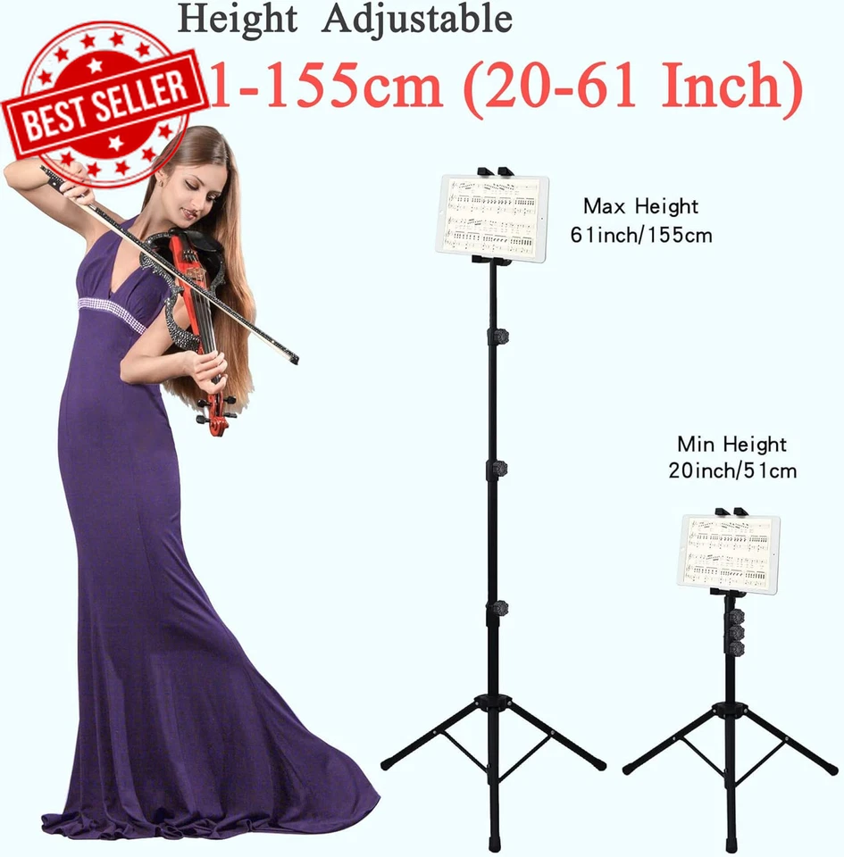 5.5-12.9 Inches Phone & Tablet Floor Stand, Height Adjustable Floor Tripod Stand - image 2 of 4