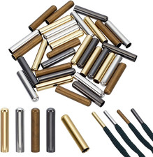 32Pcs 3.5Mm Hole Shoe Laces Tips 4 Colors Metal Shoelace Tip Head 20Mm Long