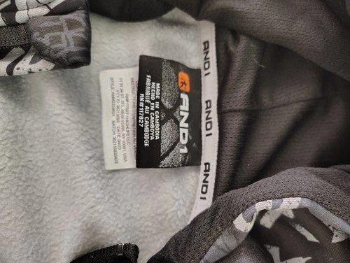 AND1 Men's XL Black Gray White Graffiti Full Zip Hooded Mid-Length Jacket image 5