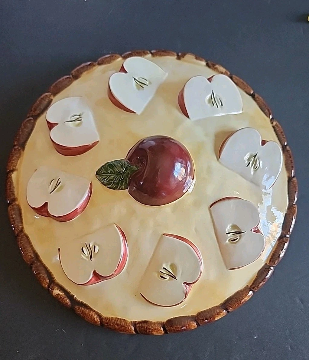 Vintage Apple Pie Plate Lid Ceramic *Lid Only*