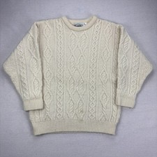 Aran Crafts Men's M Cream Cable Knit Wool Sweater Mock Neck Made in Ireland