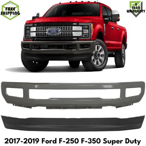 Front Bumper Primed Steel & Lower Valance For 2017-2019 Ford F-250 Super Duty