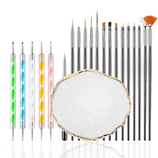 21Pcs Nail Art Design Tool Kits - 1 Resin Nail Art Palette, 5 Nail Art Dotting 