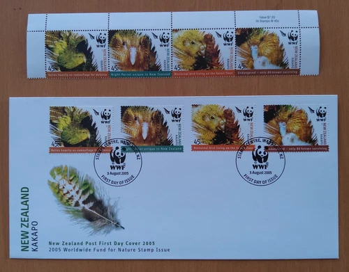 New Zealand 2005 WWF - Kakapo - **/mnh, NUF + Local FDC