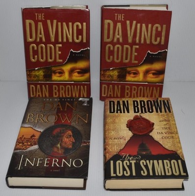 DAN BROWN LOT OF 4 HARDBACK NOVELS BOOKS -DAVINCI CODE- INFERNO  (CIJ25)