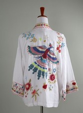 JOHNNY WAS LA NWT 275 Maris Linen Embroidered Kimono Jacket Top Size XS