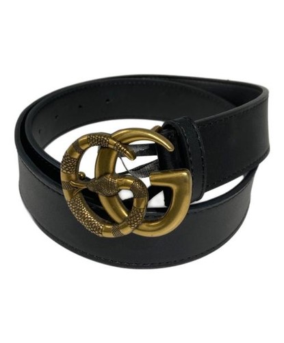 GUCCI                    Snake GG Marmont Leather Belt gold 397660