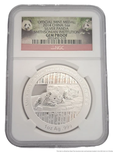 2014 China Panda Original Mint Medal NGC Gem Proof 999 Fine Silver Coin Bullion