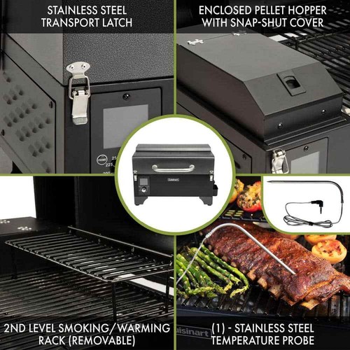 256 sq. in. Portable Wood Pellet Grill and Smoker in Black - Picture 2 of 8