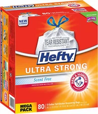 3 PAK Hefty Ultra Strong; 80 Count; 13 Gallon; Mega Pack; Scent Free; Tall Ki...