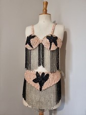 ANCIEN RARE COSTUME DANSEUSE DU VENTRE ORIENTALE PERLES DANSE VINTAGE 