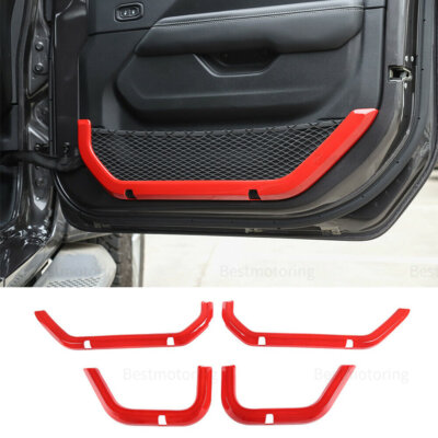 Red ABS Door Net Pocket Frame Trim For Jeep Wrangler JL JT Gladiator 4Door 2018+