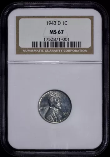 1943-S Lincoln 1c Cent NGC MS 67 Proof Like Obverse Steel Penny