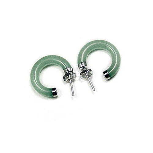Accents Kingdom Sterling Silver Jade Round Hoop Earrings