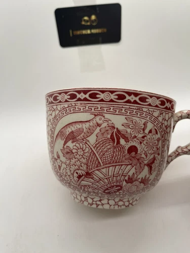 Vintage Wm. Adams English Pottery Chinese Bird Pattern Cup Mug Bowl Antique