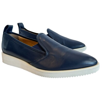 Everlane The Leather Street Shoes Navy Blue Slip On Pointed Toe - Main Image