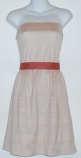 MNG by Mango Ladies Strapless Belted Blouson Dress Peach Large (L) NWT