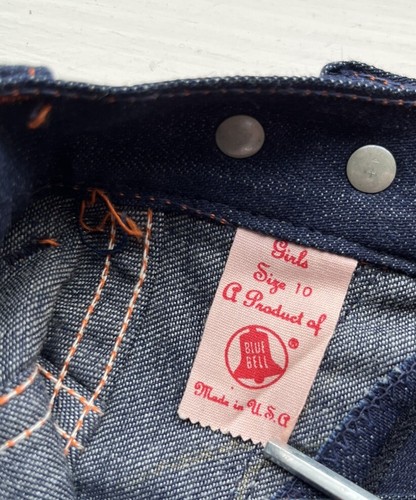 VTG NOS 60s BLUE BELL Girls Denim Sanforized Side Zip Jeanies Sz 10 Indigo Blue - Picture 7 of 9