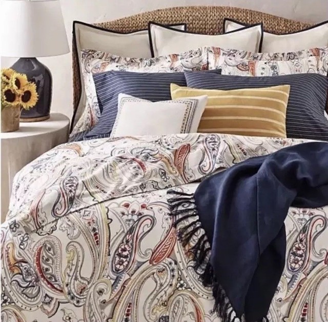 Ralph Lauren Rue Vaneau Travis Paisley King Comforter Cream Multi