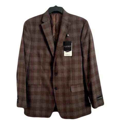 Lauren Ralph Lauren Mens 44Long Lexington Classic Fit Plaid Blazer Brown Navy