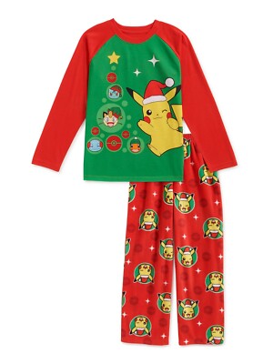 Pokemon 2 PC Long Sleeve Christmas Holiday Pajama Set Boy Size 8 10/12 ...