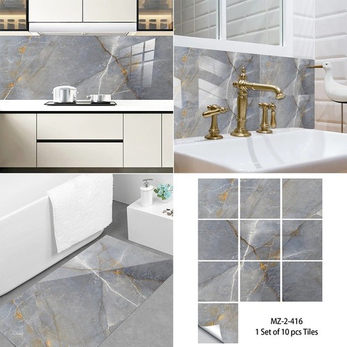 Grau Marmor Muster Fliesen Aufkleber Küche Backsplash Wasserdicht Bad... - Bild 6 von 6