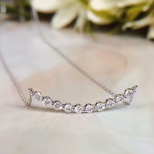 0.35ct Natural Diamond Smile Pendant Necklace Chain Solid 14K White Gold Jewelry