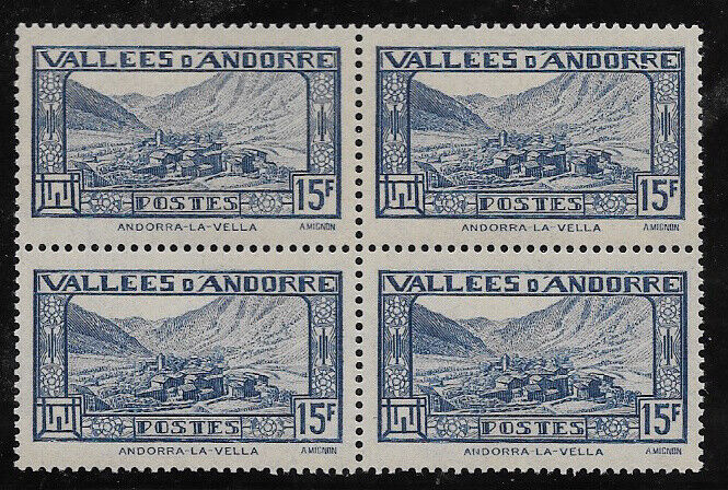 E150 Andorra French POs SG Free shipping / New F78 1942 Seattle Mall block of mint Definitive 15f unmounted 4