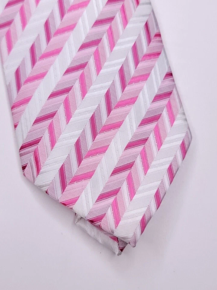 Corbata formal Clericci para hombre 58"Lx58"W rosa/blanco Foto 2 de 4