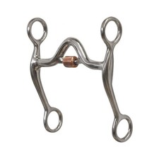New Showman Stainless Steel Low Port Curb Bit with Copper Roller in Port 28-1083