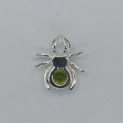 Green PERIDOT and Pearl Spider Pendant 925 STERLING SILVER Natural Gemstone #908 - Picture 11 of 11