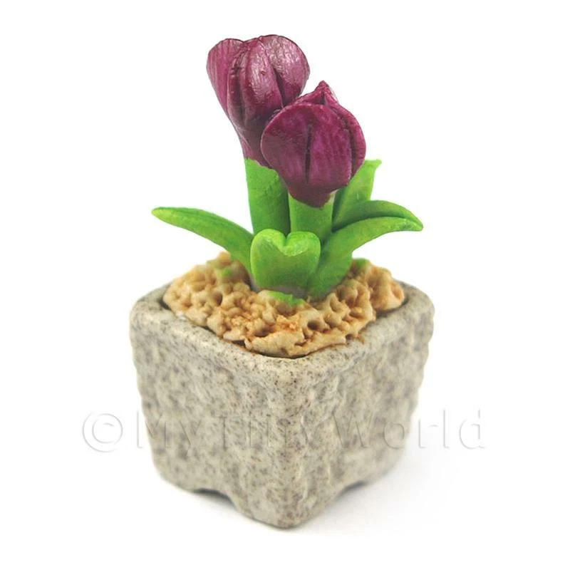 Miniature Fait Main Couleur Pourpre Fleur Céramique - Photo 1/1