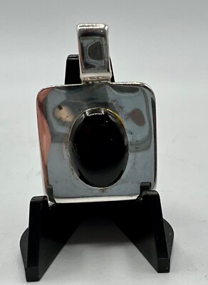Vintage Mexico TO-34 Taxco Sterling Silver 925 Oval Onyx Square 