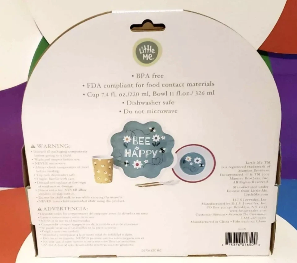 Little Me Juego de Melamina para Comida “Bee Happy” - Juego de 5 Piezas Foto 3 de 4