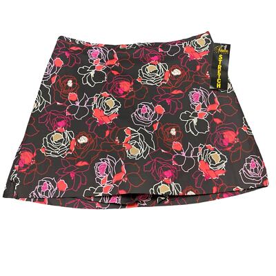 David Paul Womens Stretch Cotton Spandex Floral Rose Skort Size 8