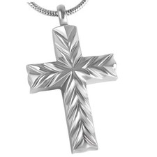 Stainless Steel Cross Cremation Pendant Urn Jewelry Holds Pet Ashes Human