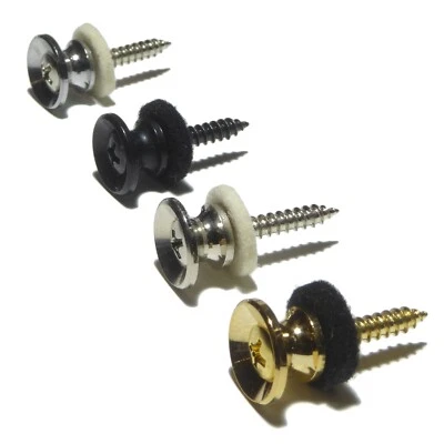 BLACK DOG MUSIC Guitar strap pin, button chrome, black, nickel or gold