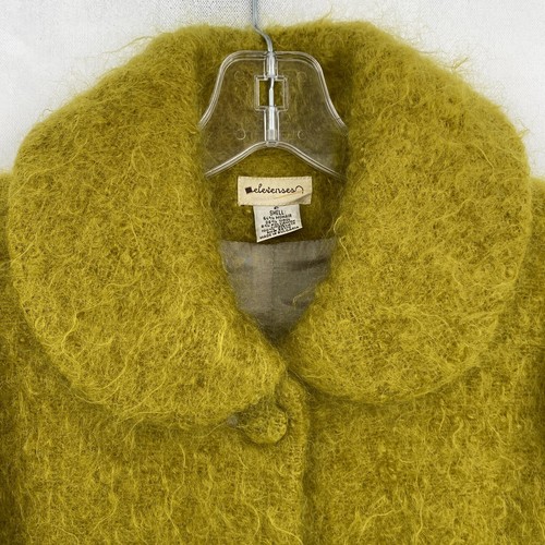 Elevenses Anthropologie Mohair Wool Jacket Size Small Green Peter Pan Y2K Fuzzy - 第 2/17 張圖片