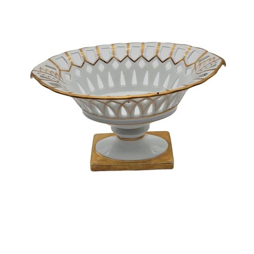 Vintage French Style Gilted Footed Reticulated Compote Aprox 8" - Picture 2 of 15